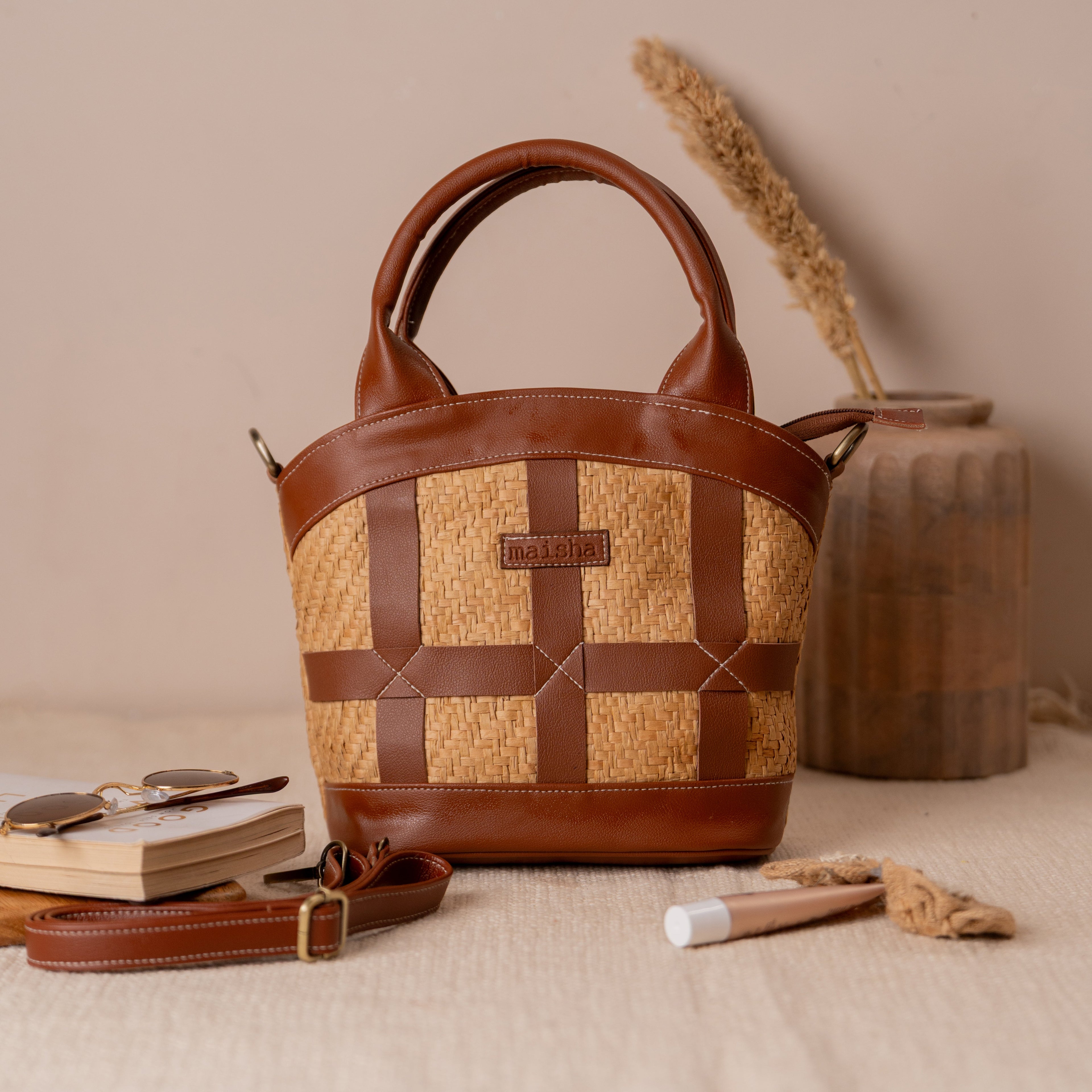 Brown Sugar Raffia Bag