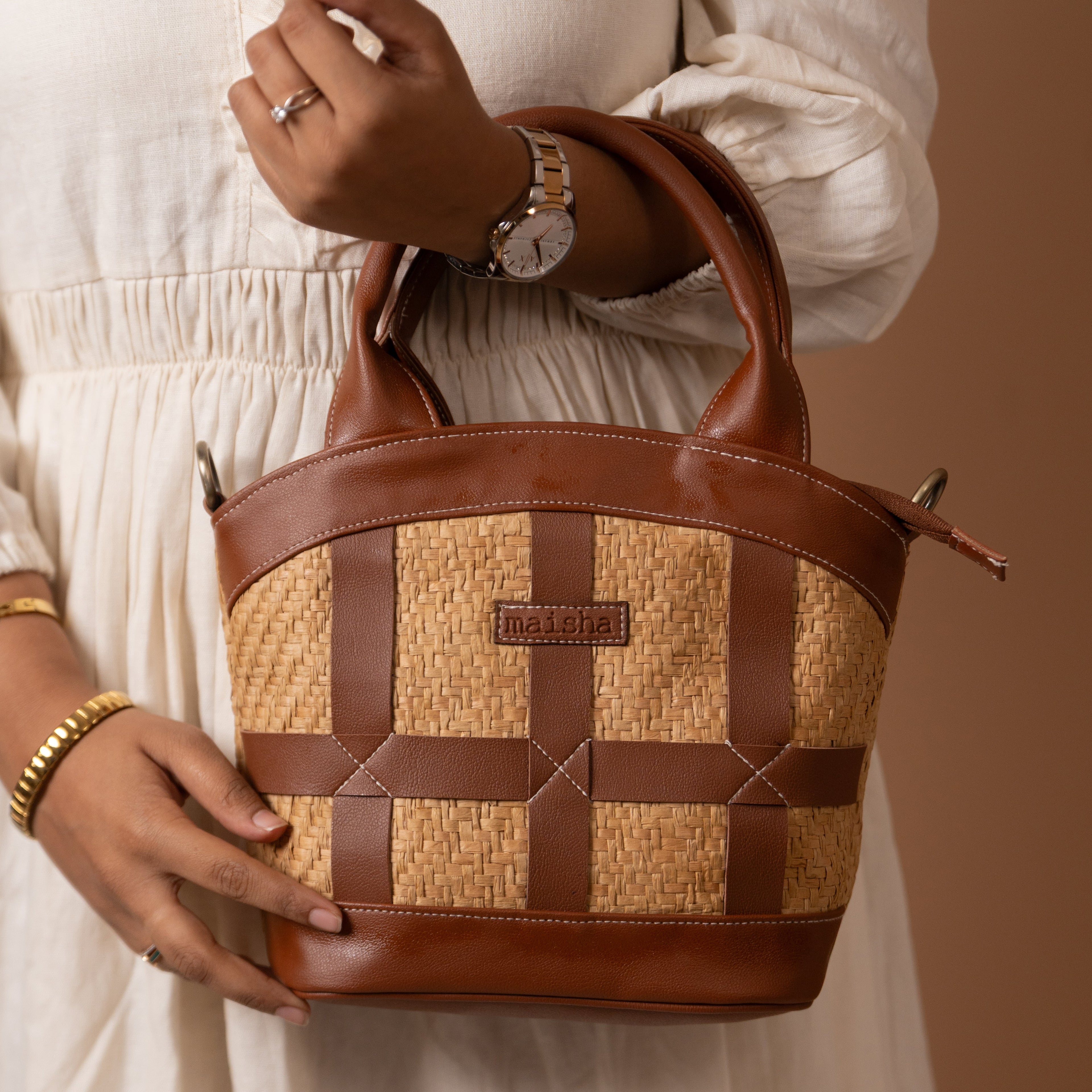 Brown Sugar Raffia Bag