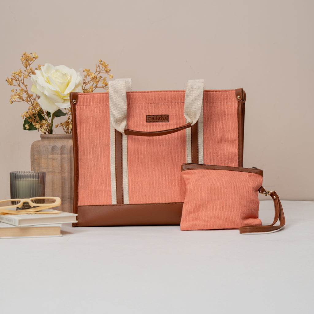 Blush Canvas Office Tote Bag