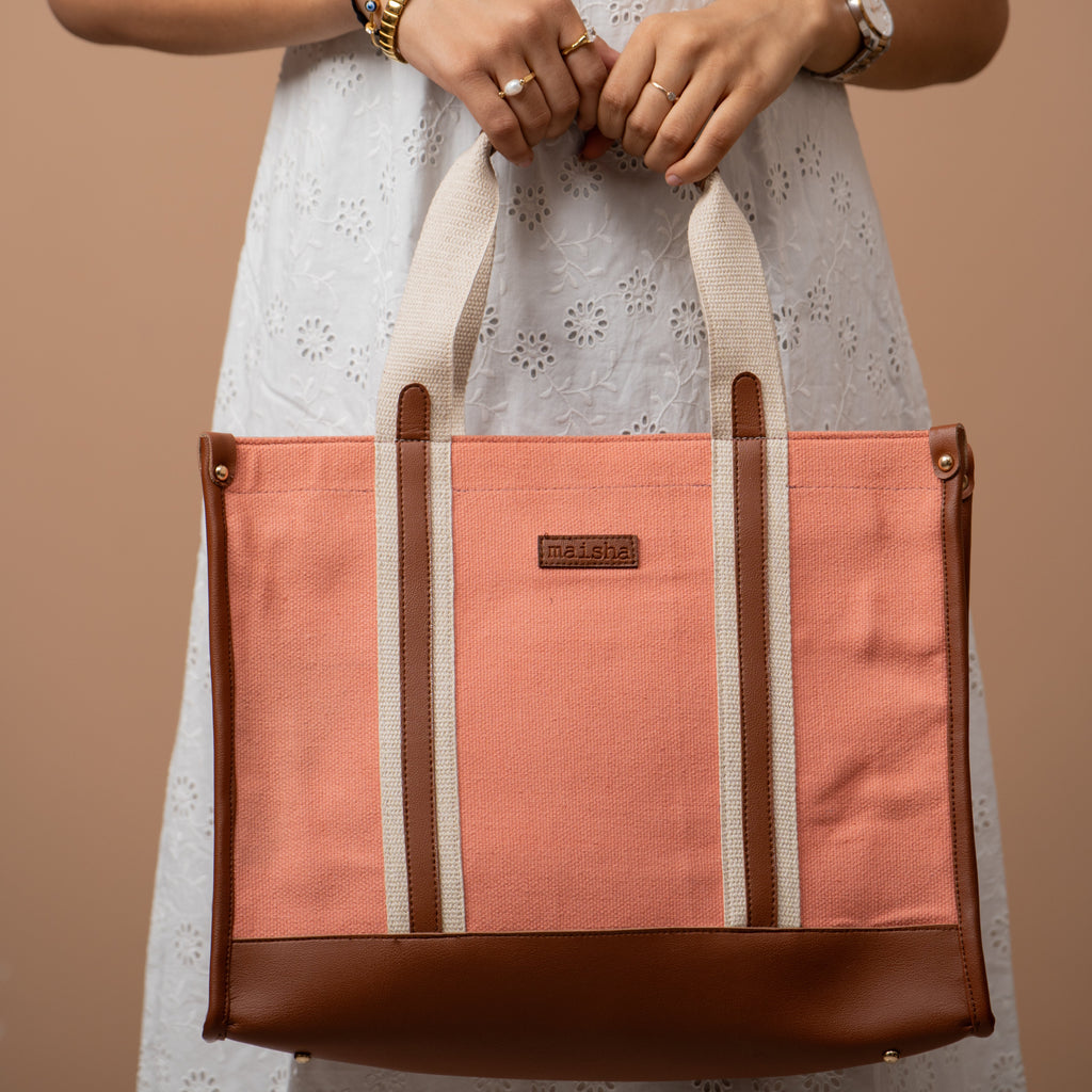 Blush Canvas Office Tote Bag