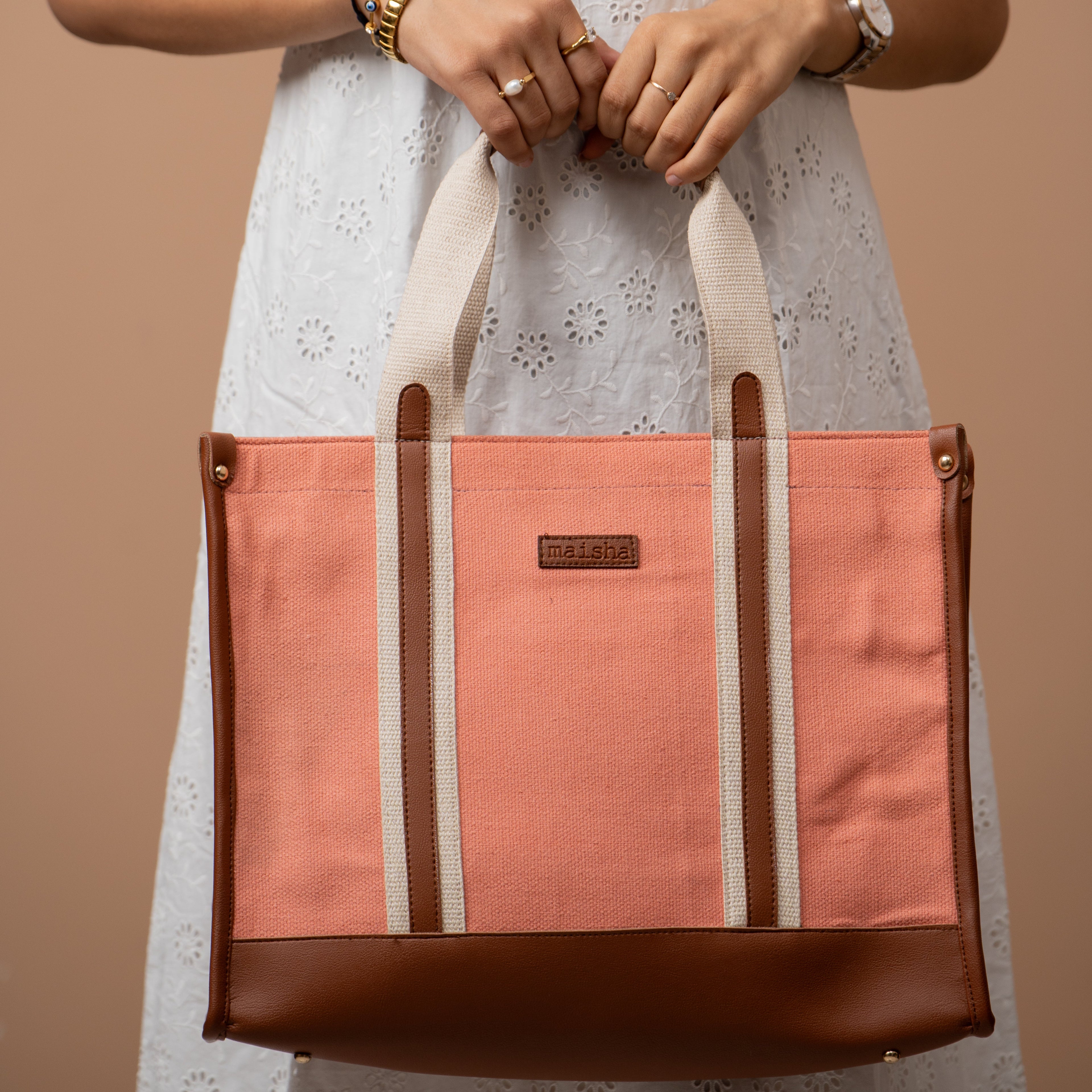Blush Canvas Office Tote Bag