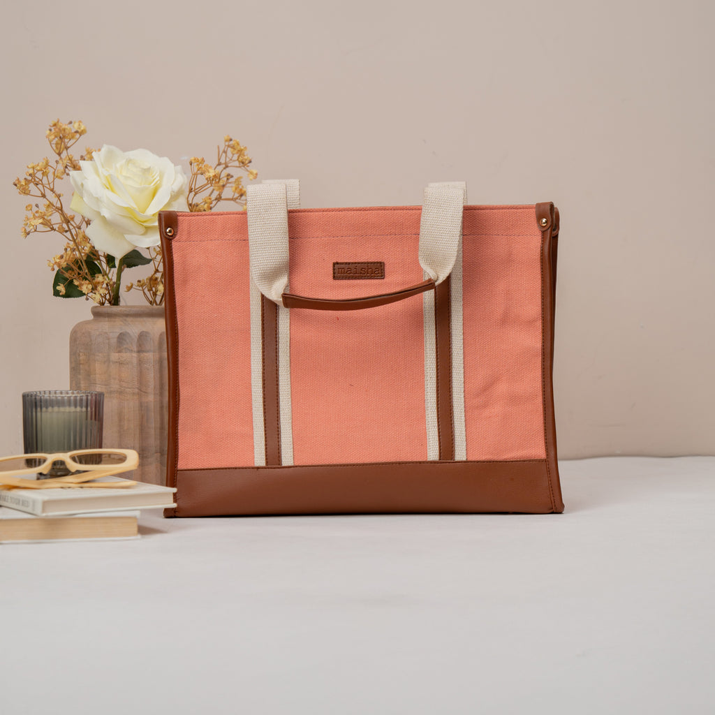 Blush Canvas Office Tote Bag