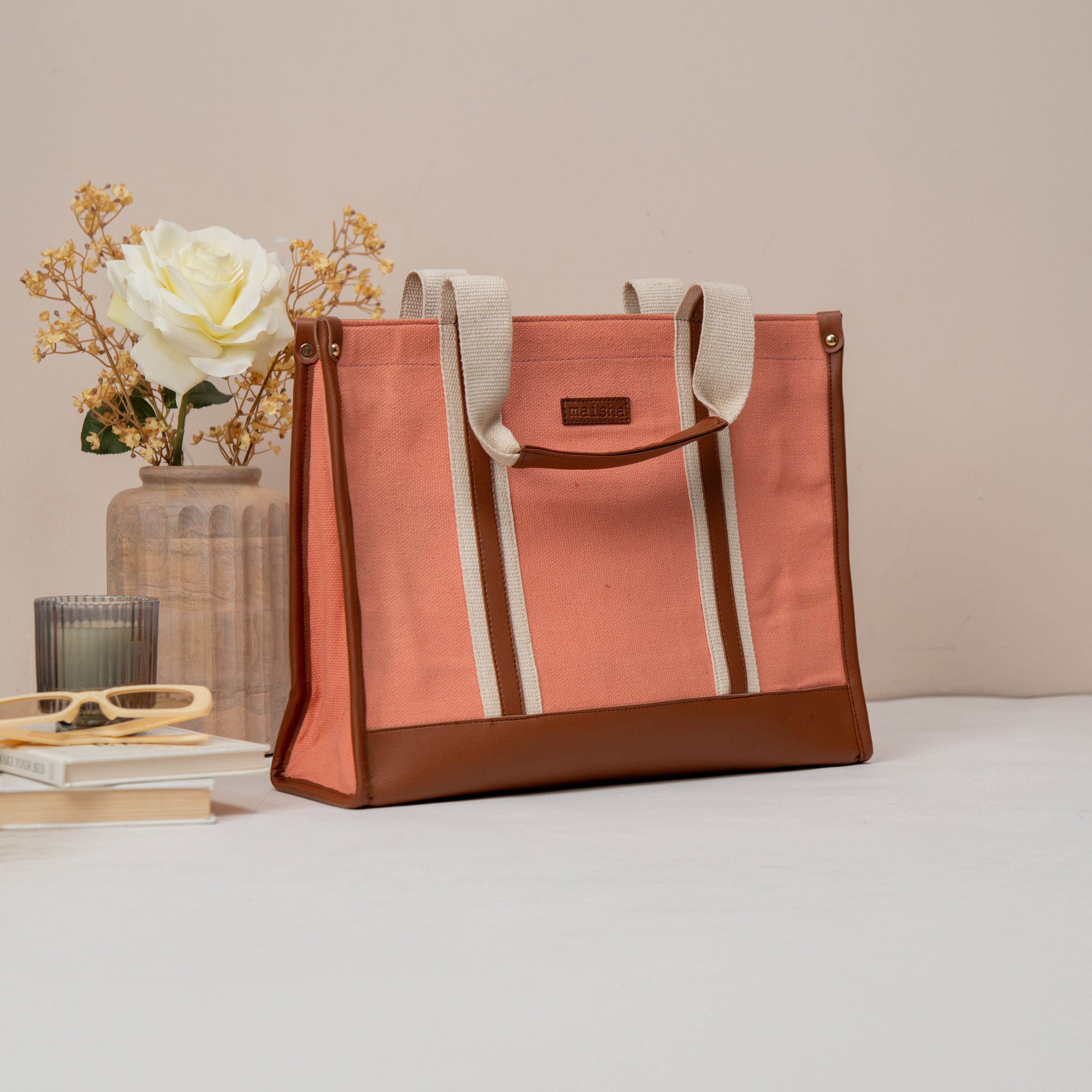 Blush Canvas Office Tote Bag