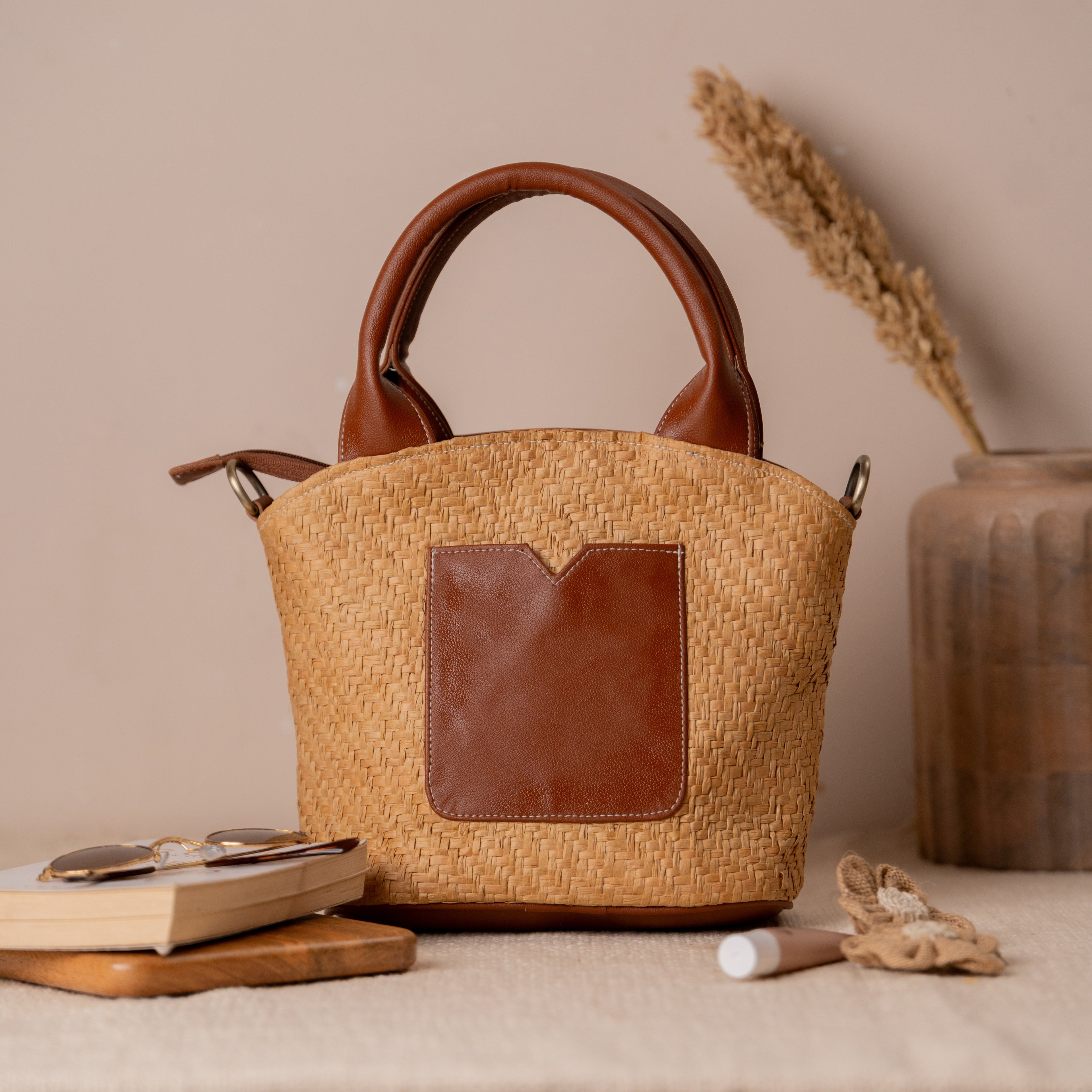 Brown Sugar Raffia Bag