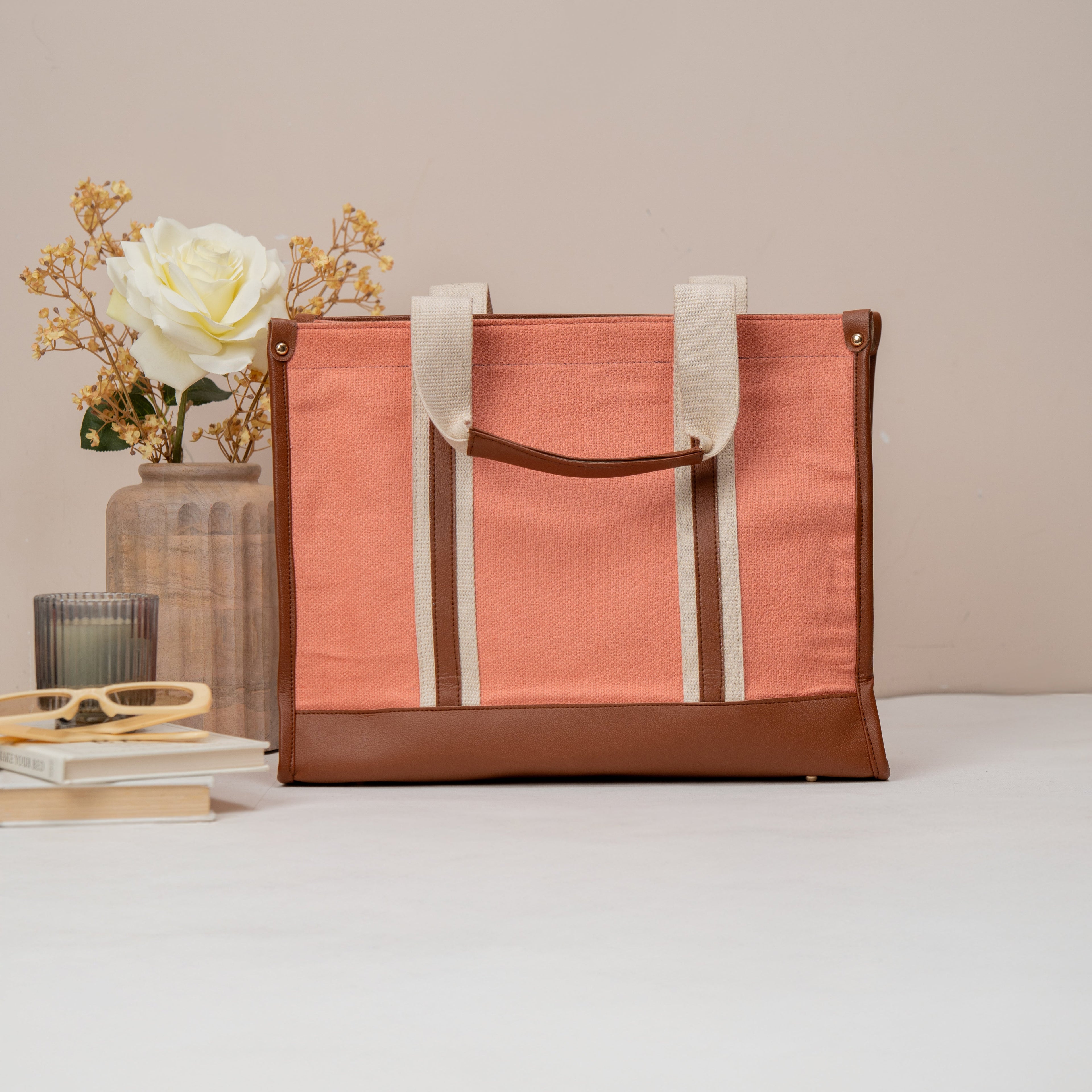 Blush Canvas Office Tote Bag