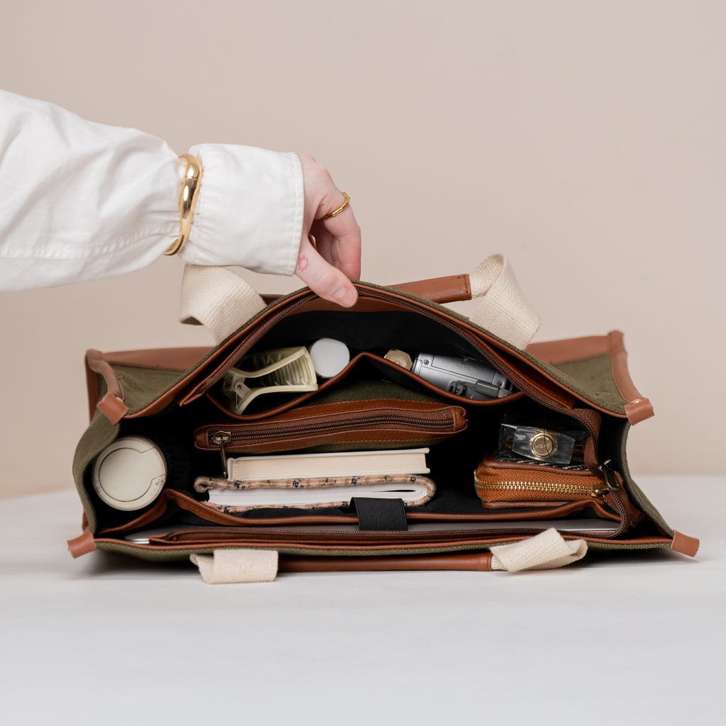 Sage Canvas Office Tote Bag