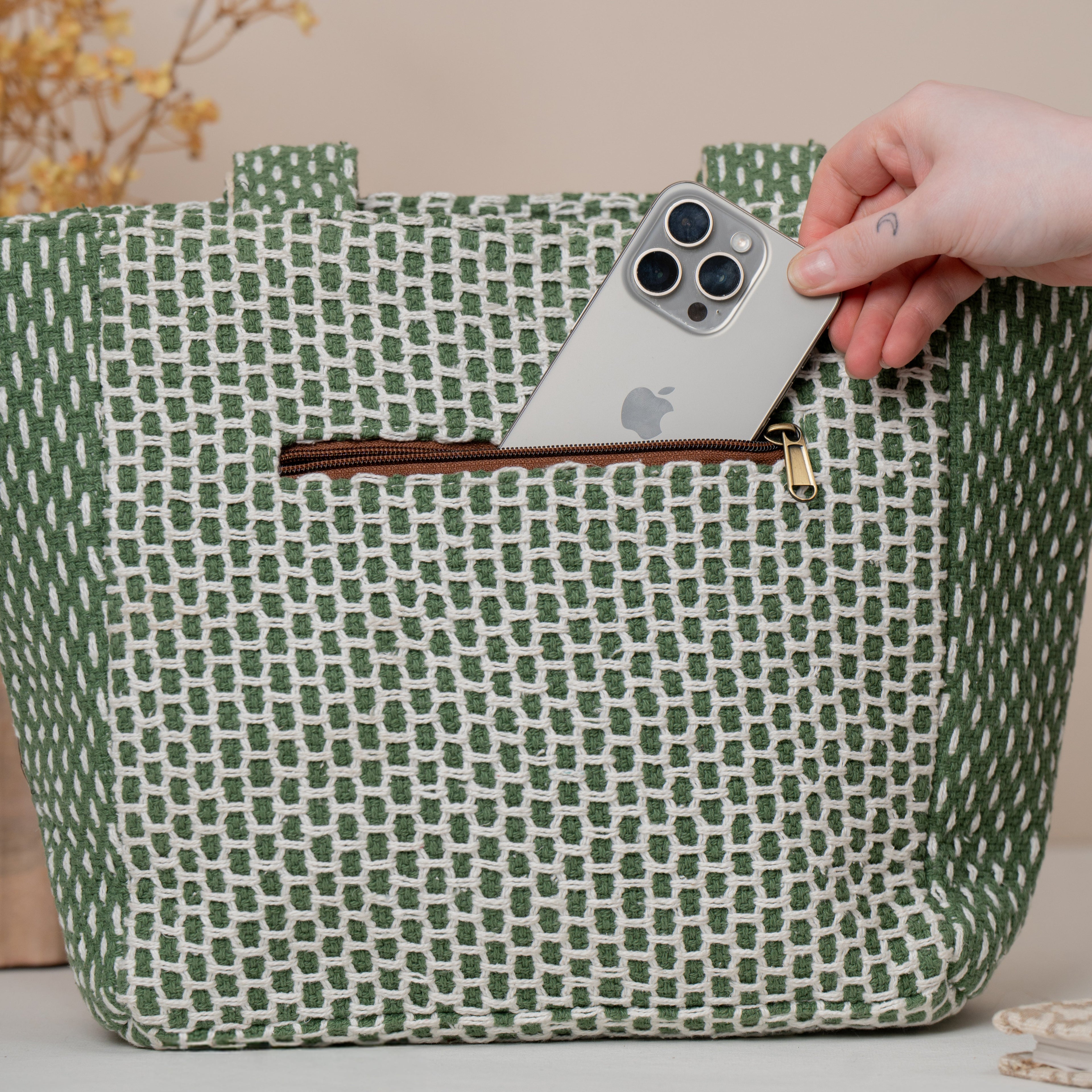 Olive Maze Utility Bag