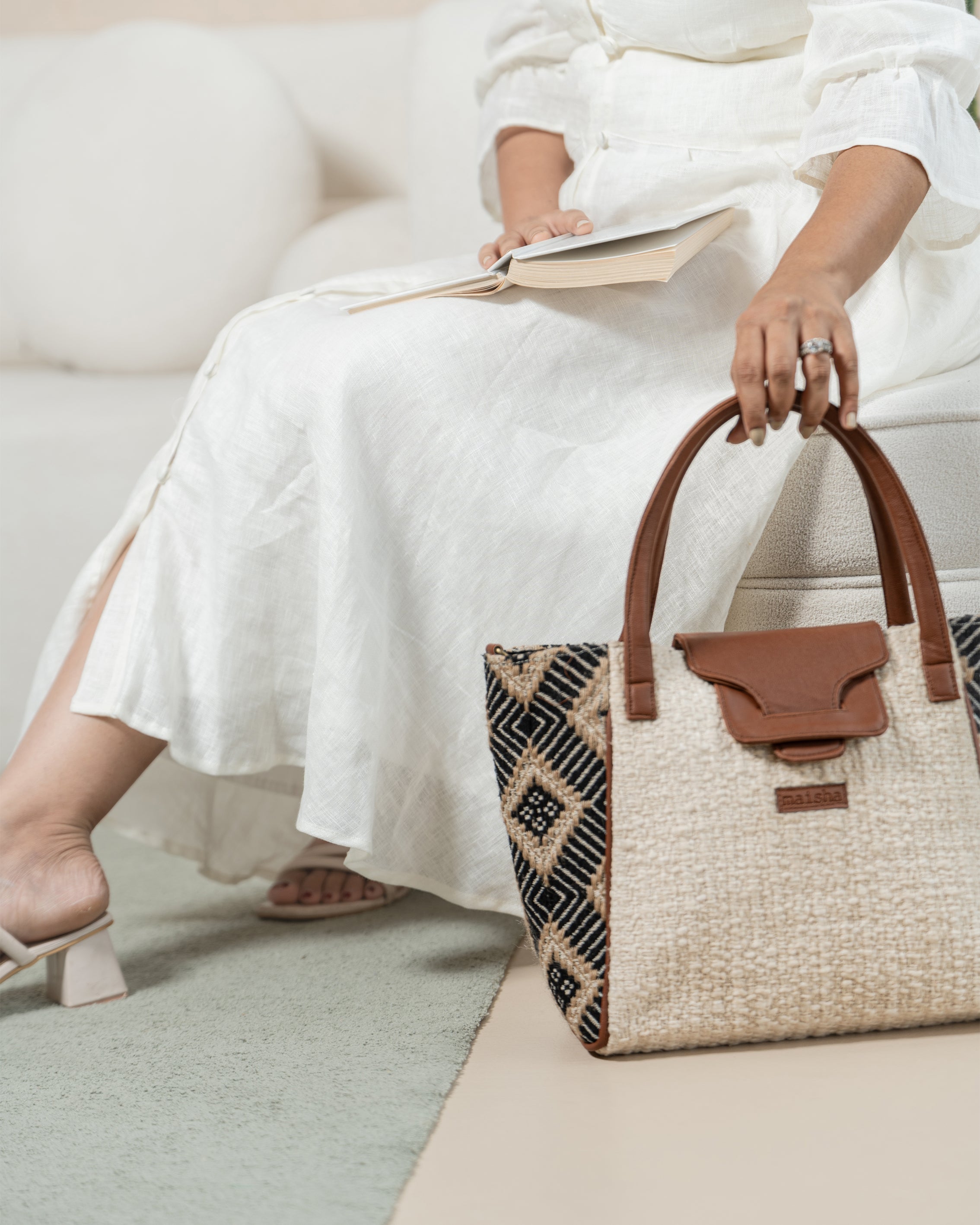 Charcoal Chamak Boat Tote Bag